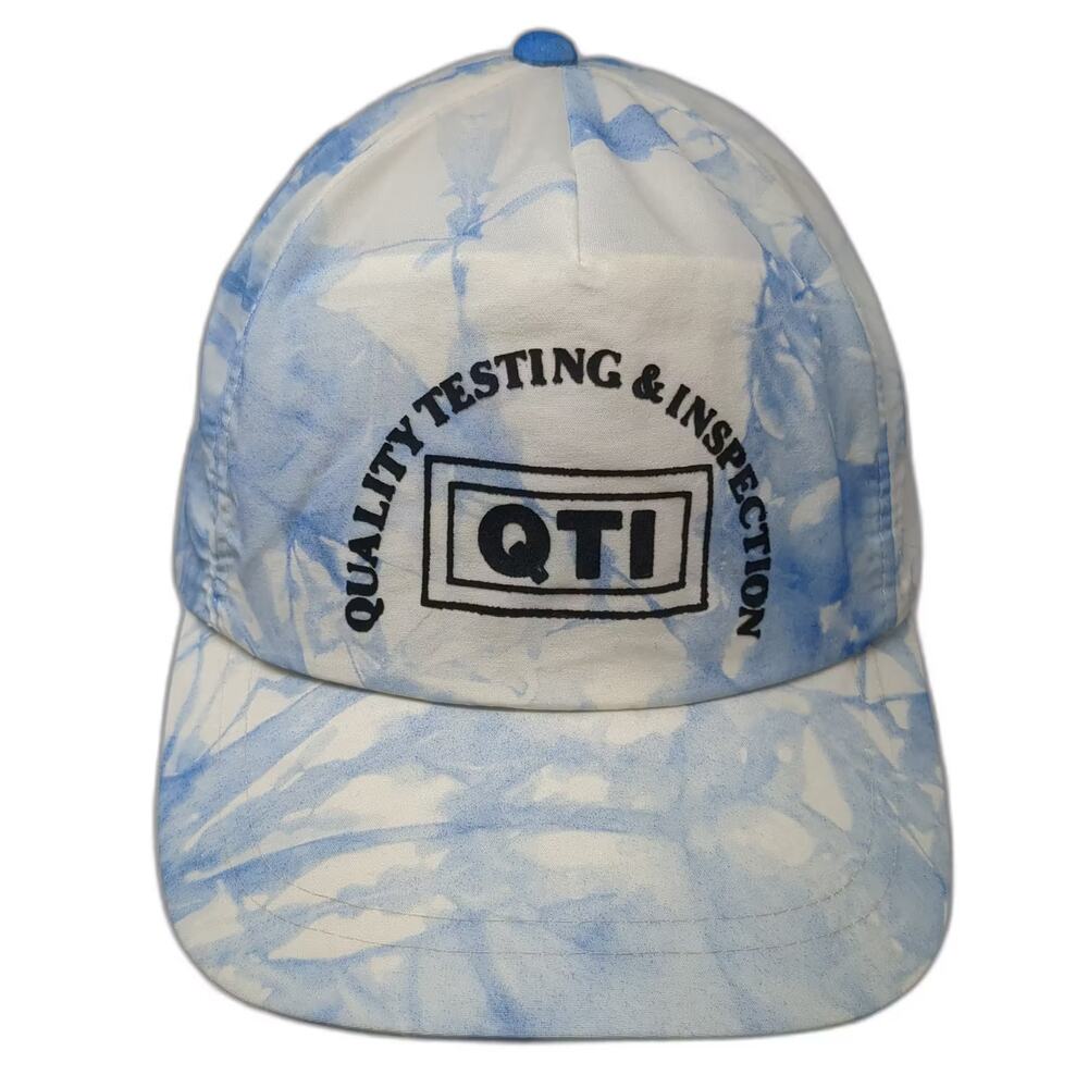 AmaPro 5 Panel White Blue Hat QTI Quality Testing Snapback OS Adjustable Nylon